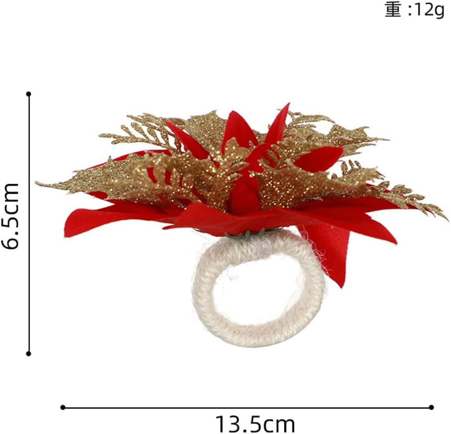 Juego de 6 servilleteros artificiales de Navidad para bodas, fiestas, banquetes, cenas de Navidad, delicadas hebillas, recuerdos decorativos (C)