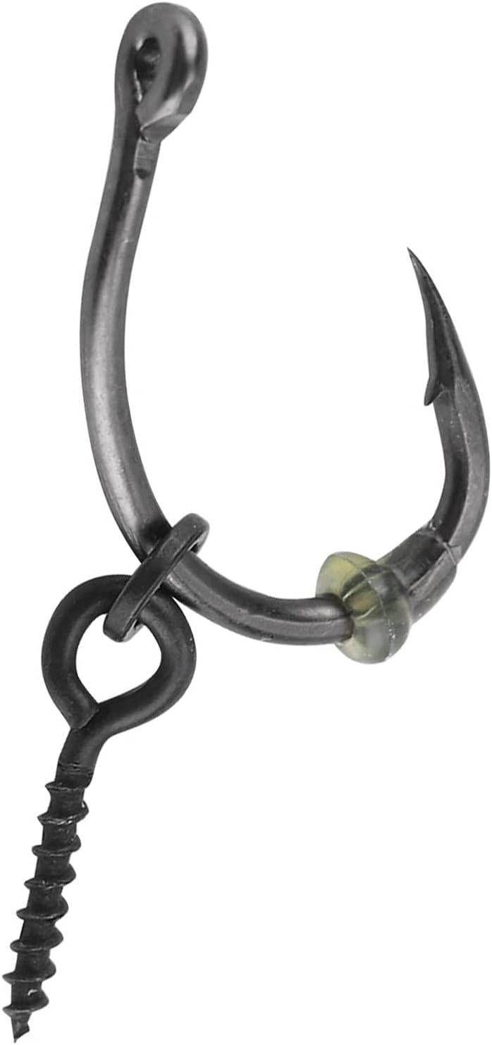 (10 tornillos de bucle+10 ganchos de 6# + 10 paradas de gancho) Kit de aparejo de pesca de carpa, anzuelos de pesca de agua dulce de alta