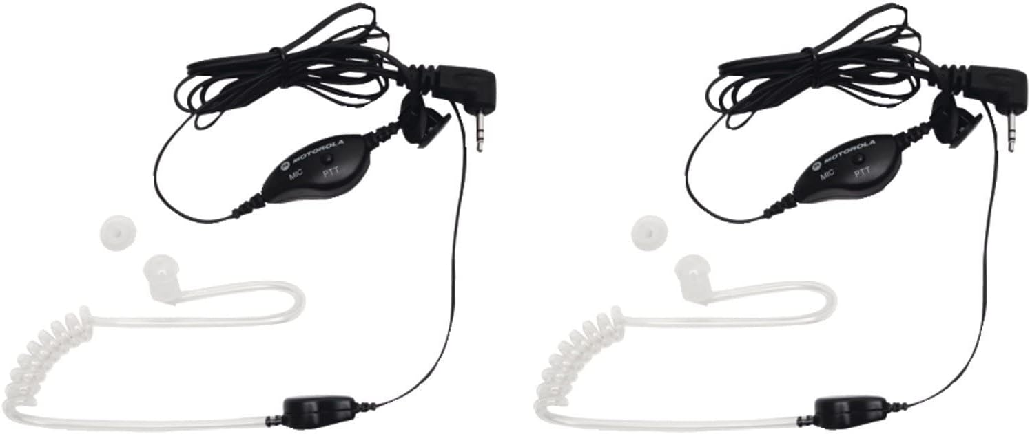 T383 – Radio de 2 vías azul de 25 millas con base de carga y auriculares de vigilancia Motorola 1518 con micrófono PTT, negro, blanco