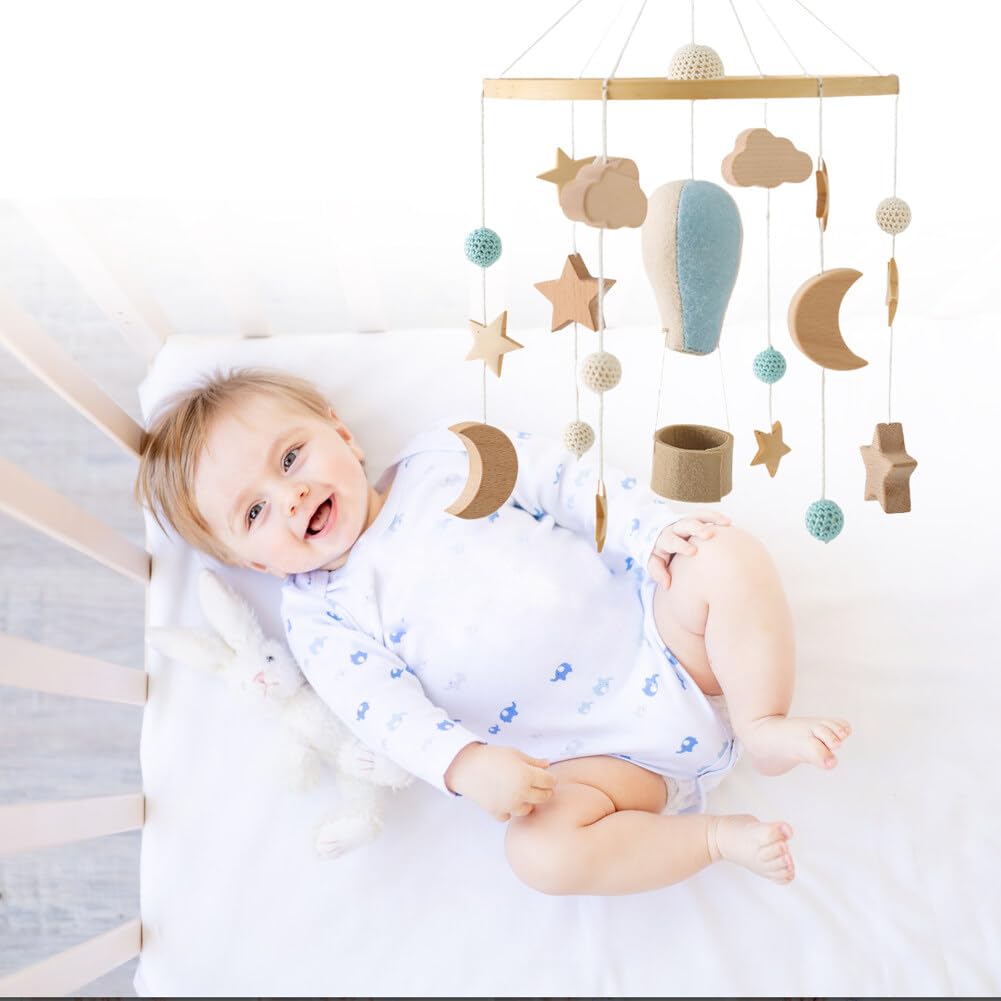 Móvil para cuna de bebé para niños y niñas  Campana de cama bohemia para guardería  Juguetes tejidos de ganchillo con globos de aire caliente