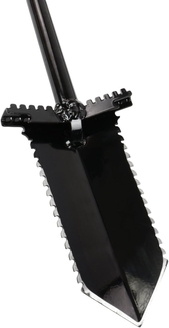 Anaconda NX-6 Pala de acero templado de 36″ con hoja dentada doble y clavijas de pie
