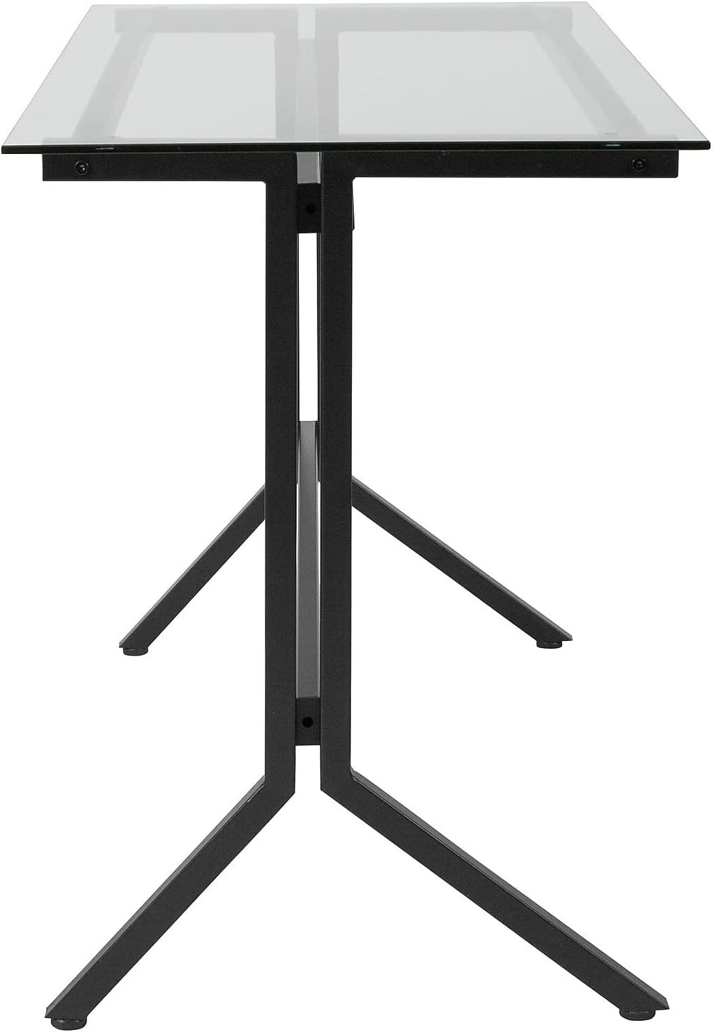 Flash Furniture Highland Collection – Escritorio de cristal para computadora con marco de metal negro