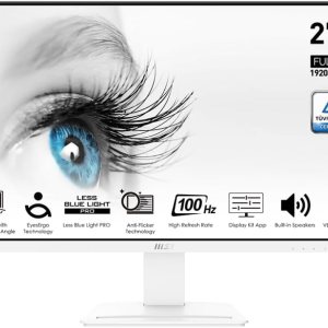 MSI Pro MP273AW, monitor de 27″, 1920 x 1080 (FHD), IPS, 100Hz, protección ocular certificada por TUV, 4ms, Displayport, HDMI, inclinación, blanco MSI Pro MP273AW, monitor de 27″, 1920 x 1080 (FHD), IPS, 100Hz, protección ocular certificada por TUV, 4ms, Displayport, HDMI, inclinación, blanco