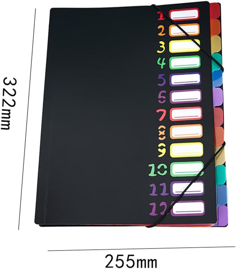 Carpeta organizadora de archivos expansible 24 bolsillos tamaño A4, carpeta de archivos de color con forro de arco iris de plástico, diseñada para