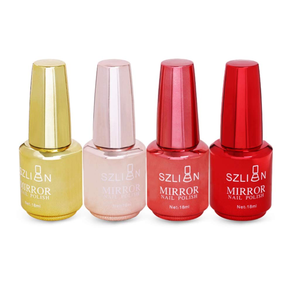 Ochine Esmalte de uñas de gel de espejo, 0.6 fl oz, no irritante, de secado rápido, esmalte de uñas de color metálico