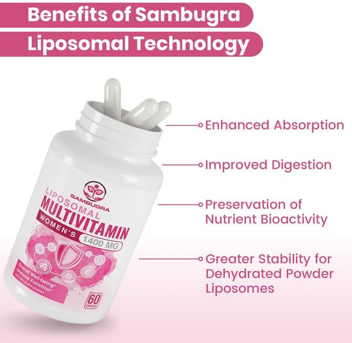 Multivitamínico liposomal para mujeres de 1400 mg  Suplementos diarios de vitaminas para mujer con hierro, vitamina A, C, D, E y complejo B para la