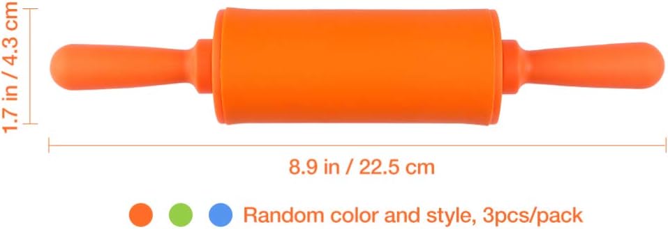 STOBOK Mini rodillos para niños, herramientas de masa para el hogar, cocina, niños, paquete de 3 (color al azar)