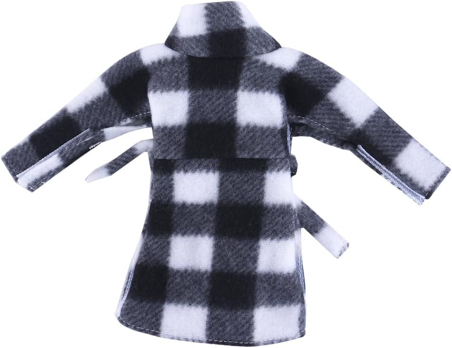 E-TING Ropa de Santa Albornoz Accesorios de Navidad para muñeca elfo (Albornoz a cuadros blancos y negros)
