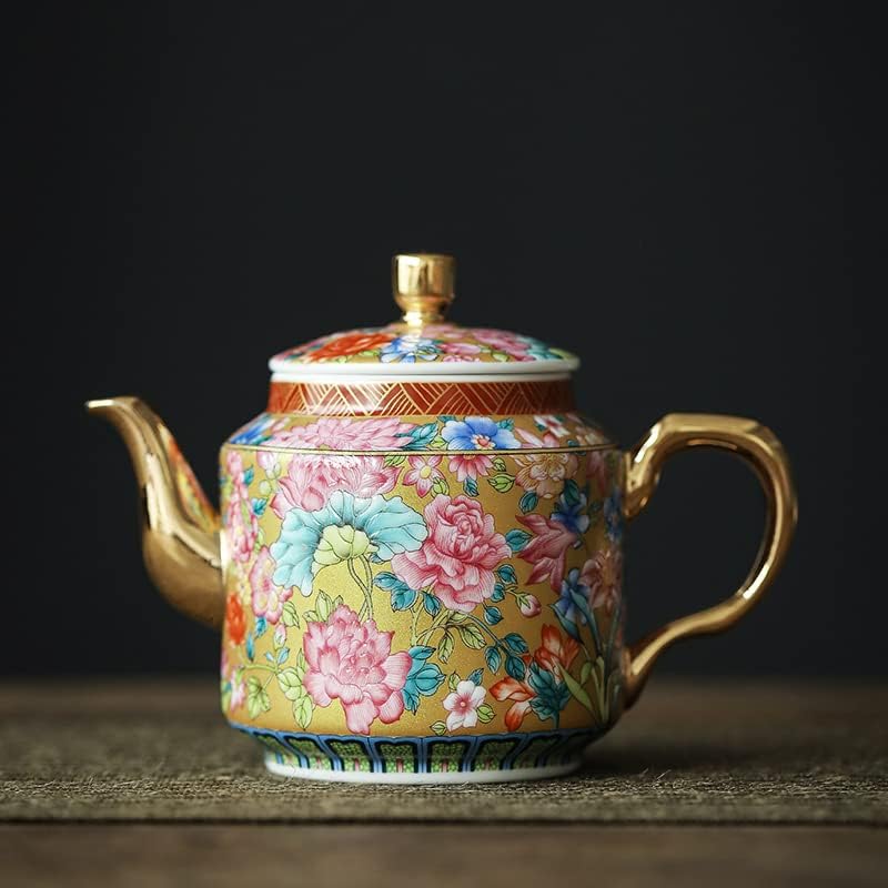 Tetera de color esmaltado Chinoiserie Cerámica La tetera de oficina Tetera Juego de té Tetera de porcelana con tapa Ttravel juego de té de cerámica