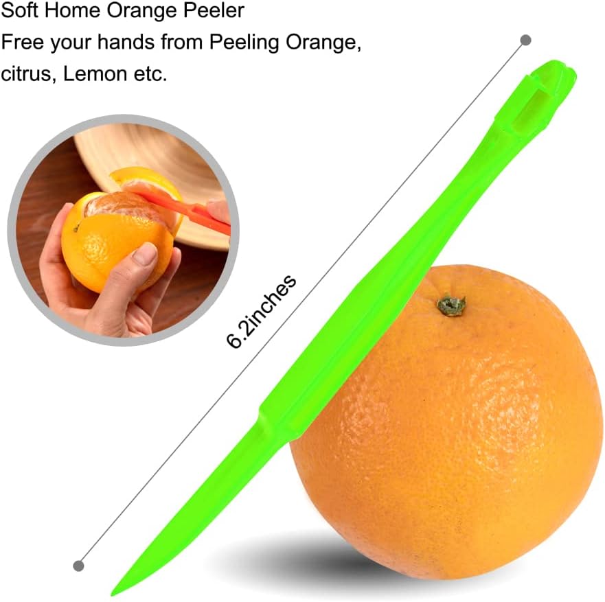 Pelador de naranja de plástico de alta calidad, cortador de cáscara de cítricos de limón, herramientas de frutas (mango largo tipo verde, paquete de