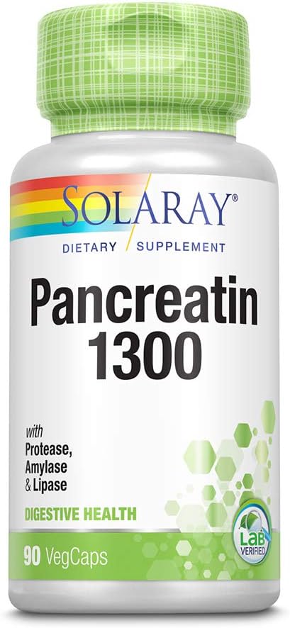 Pancreatin 1300 Solaray 90 Caps, 2 Pack