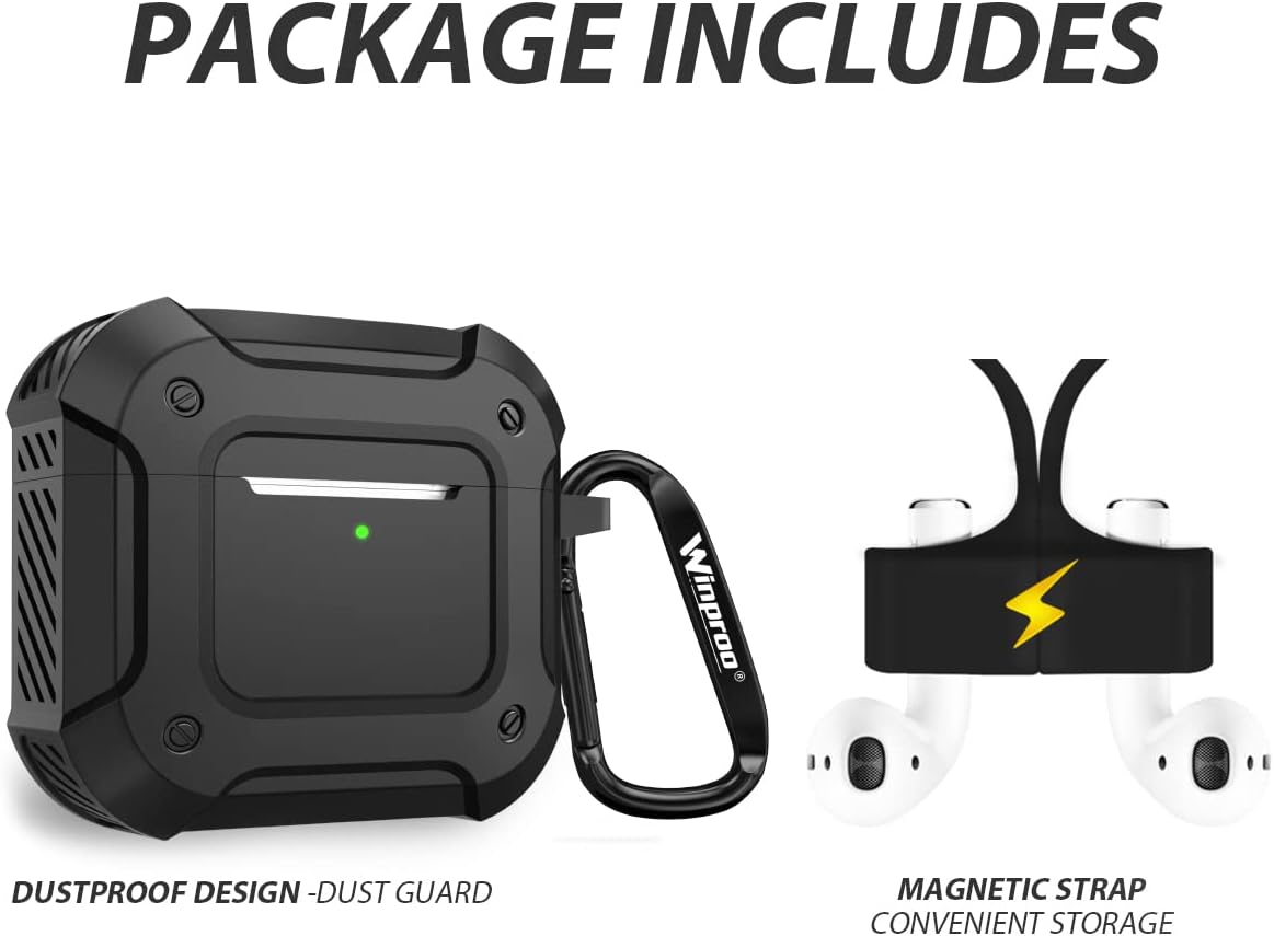 Armor – Funda para Airpods de 3 generación con llavero, de silicona resistente a prueba de golpes, funda protectora para Airpods de 3 generación LED