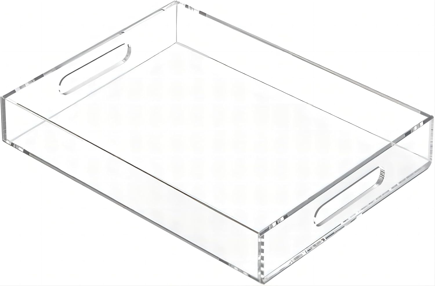YFYCUSA Bandeja de acrílico transparente de 11 x 14 pulgadas, bandeja para servir con asas, bandejas acrílicas para servir, a prueba de derrames,