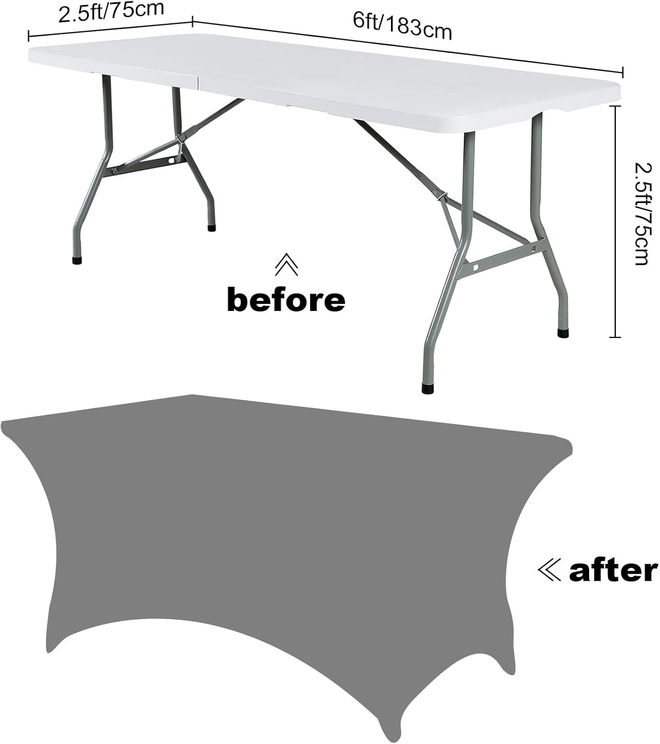 Mantel de elastano impermeable para mesa de 6 pies, universal, elástico, para fiestas, banquetes, bodas y eventos, color marfil