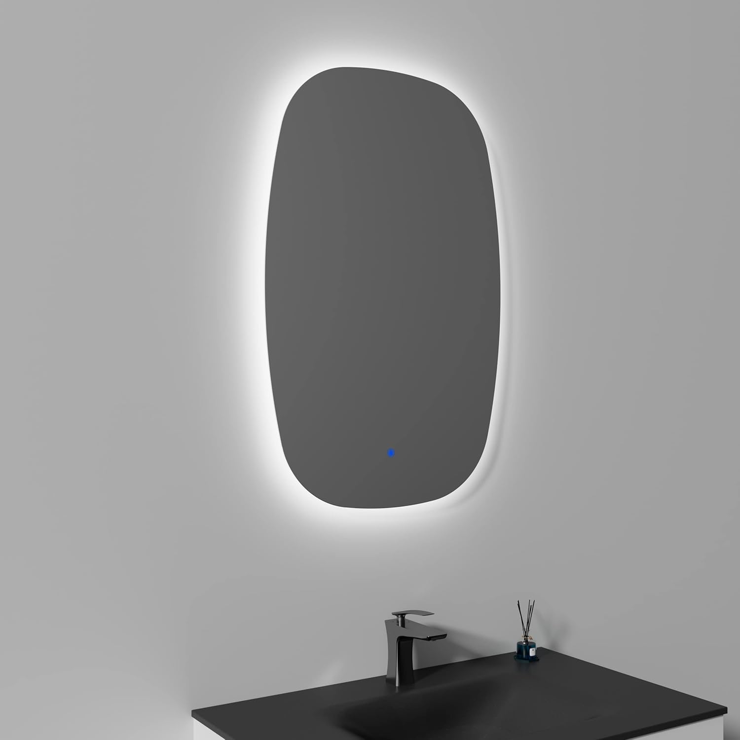 TONA Espejo de baño LED ovalado retroiluminado de 35 x 24 pulgadas, espejo de tocador de 4000 K con luces, espejo de tocador de baño impermeable
