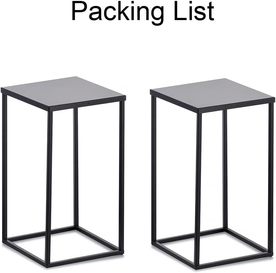 Soporte de pedestal negro para plantas, 2 piezas, soporte de metal para plantas, soporte de flores de 15.75 pulgadas de alto, soporte para flores,