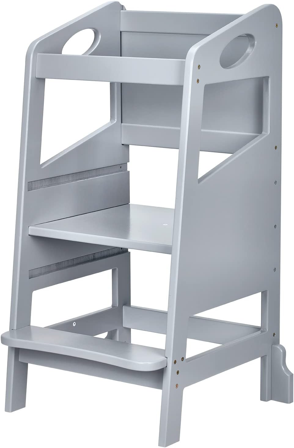 RONIPIC – Taburete de cocina para niños pequeños, torre de pie con riel de seguridad, taburete de cocina de madera para niños, torre ajustable de 3