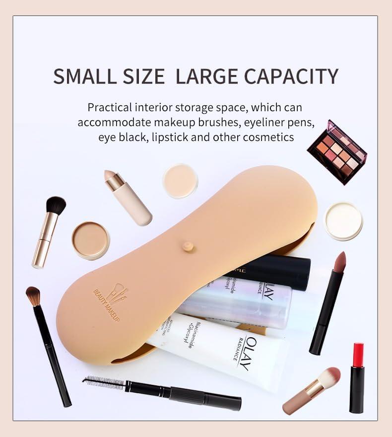 RUICAIYUE Soporte para brochas de maquillaje de viaje, soporte de silicona para brochas de maquillaje, organizador de brochas de cosméticos, bolsa