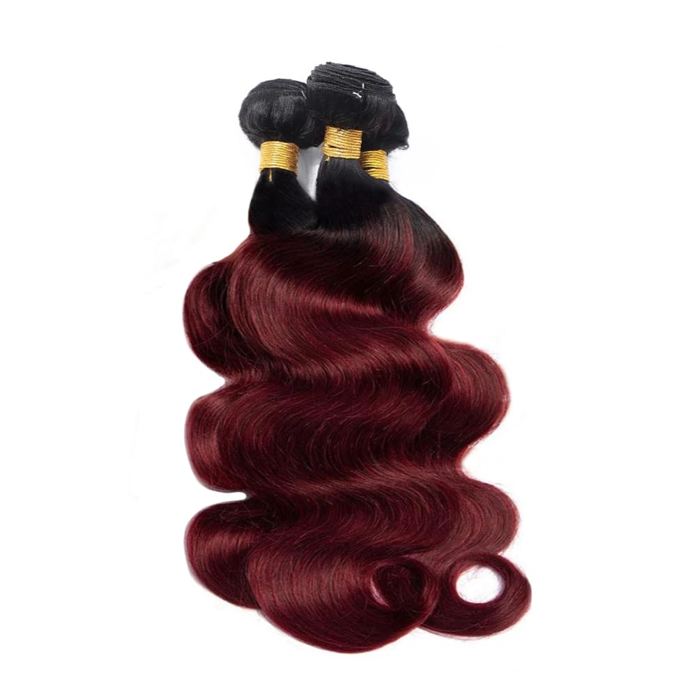 #1B99j – Extensiones de cabello humano brasileño Remy color burdeos, color burdeos ondulado de 12, 14, 16 pulgadas, doble trama para mujeres negras
