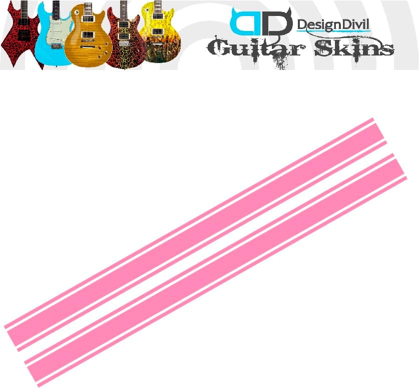 Pegatinas de vinilo de rayas de carreras para guitarras, bajos e instrumentos musicales. Opciones de color. (rosa)