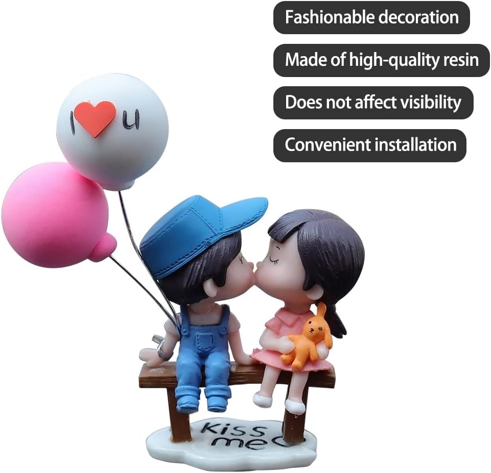 Adorno de pareja de automóvil, lindo beso para decoración de tablero de instrumentos, mini globo de automóvil, figura de muñeca para automóvil,