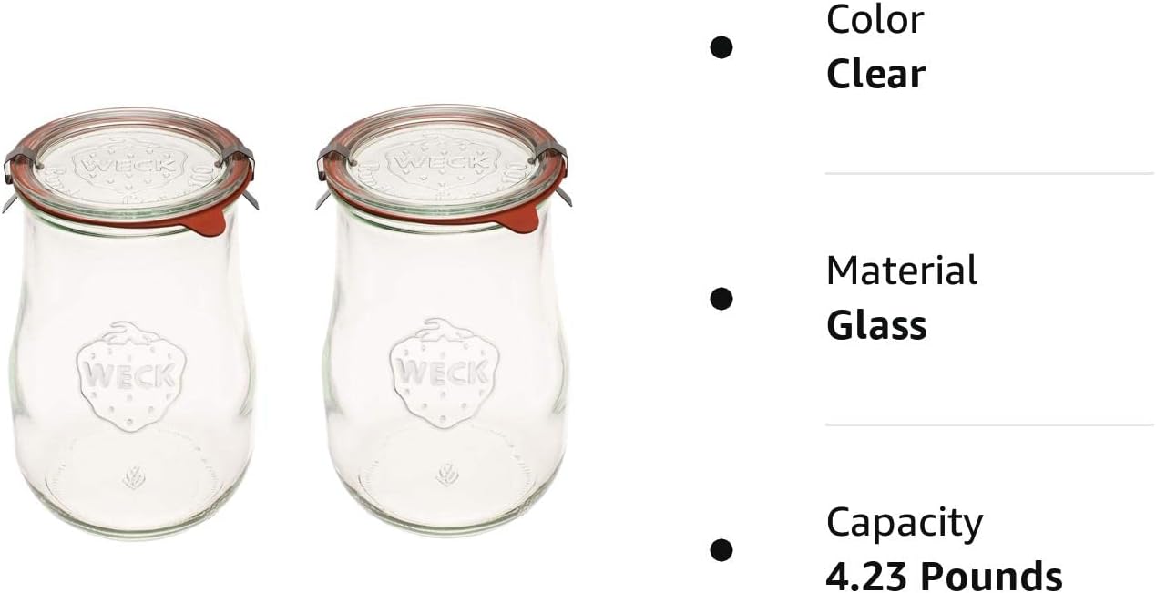 Tarros de tulipán Weck de 1,5 litros – Tarros de masa agria – Tarros grandes de vidrio para masa madre – Tarro de inicio con tapa de vidrio – Tarro