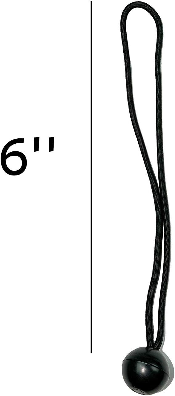 BeGrit Cuerdas elásticas de bola de 6 pulgadas para toldo, correas de amarre para tienda de campaña, color negro, 10 piezas