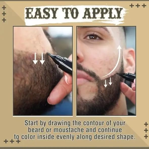 Bolígrafo de barba para hombre, resistente al agua, cepillo para barba y barba, cobertura de larga duración, acabado natural, forma de reparación de