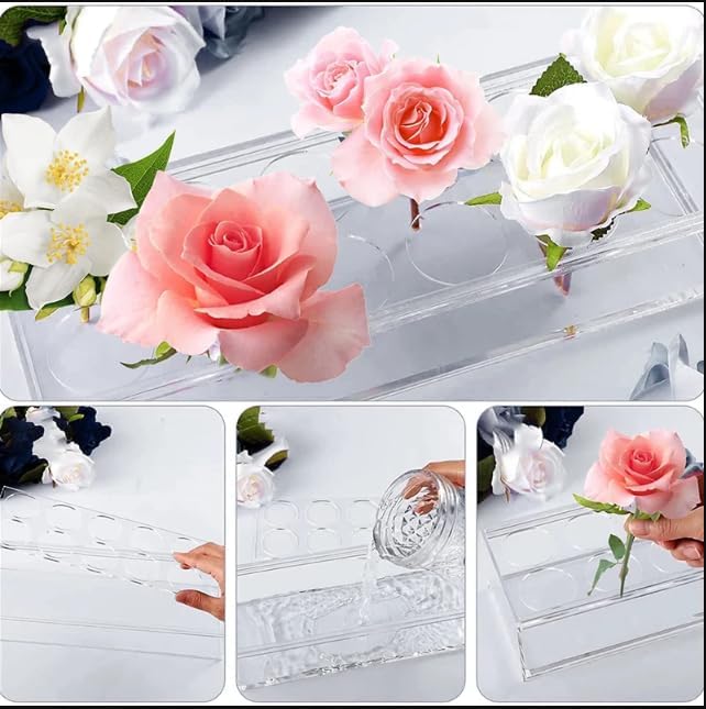 Florero de acrílico rectangular, arreglos florales, centro de mesa decorativo para boda, mesa de comedor, jarrón para decoración de mesas de cocina