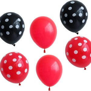 60 globos de lunares rojos y negros de mariquita, globos de punto ondulado, cumpleaños, boda, fiesta, suministros de decoración para niños (rojo 60 globos de lunares rojos y negros de mariquita, globos de punto ondulado, cumpleaños, boda, fiesta, suministros de decoración para niños (rojo