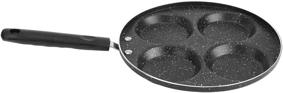 Sartén de huevos, 4 tazas de aluminio antiadherente para el hogar, sartén para tortillas, cocina, desayuno, panqueques con asa