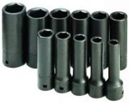 SK Hand Tools 4041 Juego de llaves de vaso de impacto fraccionario profundo de 11 piezas de 12 pulgada de 6 puntos