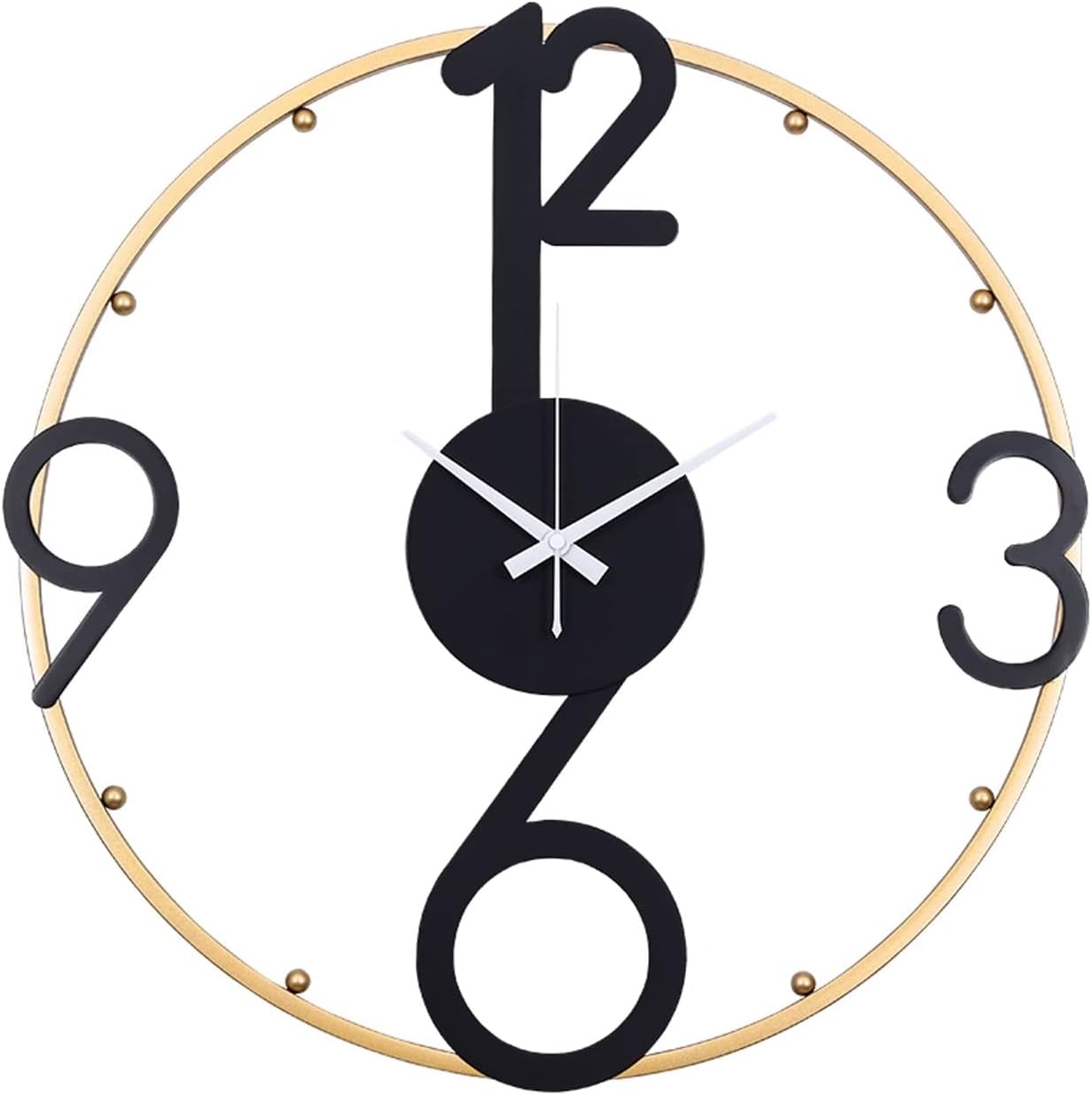 AOKLEY Reloj de pared Large Metal Wall Clock Silent Non-Ticking 20 Inch Modern Minimalist Decorative Luxury Art Wall Clock for Living Room Dining
