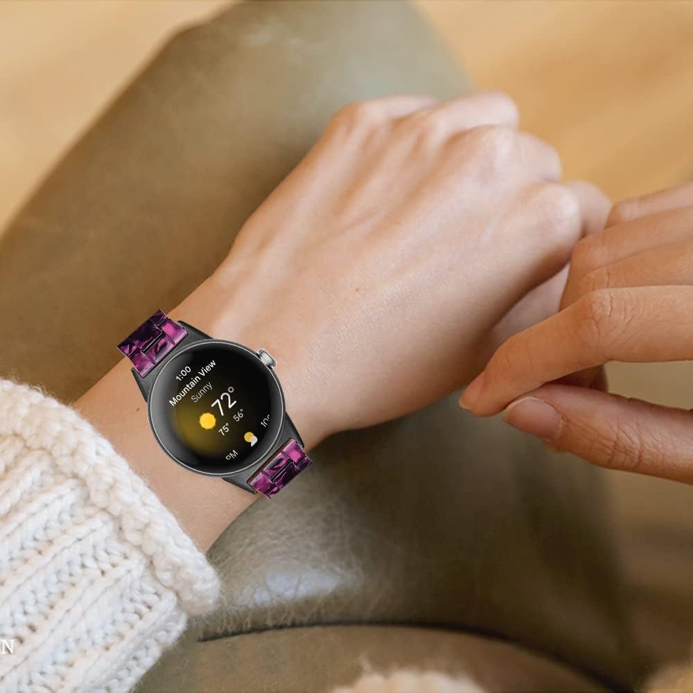 TenCloud Resin Watch Band Compatible with Google Pixel Watch 2Pixel Watch Women Men Metal Clasp Strap Lightweight Bracelet for Google Pixel Watch