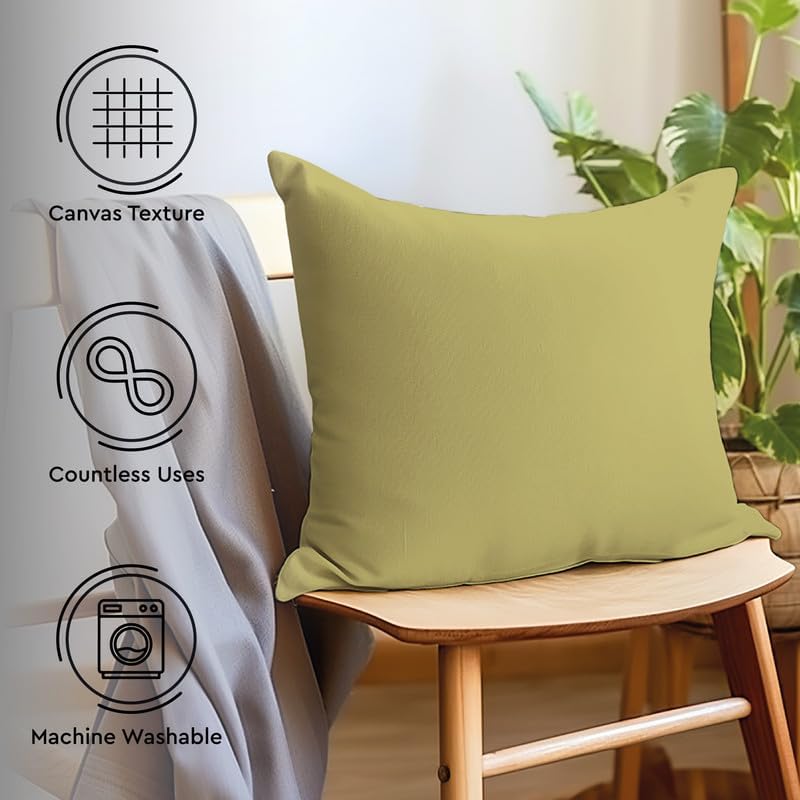 Encasa – Juego de 2 fundas de almohada de algodón I de 20 x 20 pulgadas (19.7 x 19.7 in), color verde salvia, sin relleno, fundas de almohada