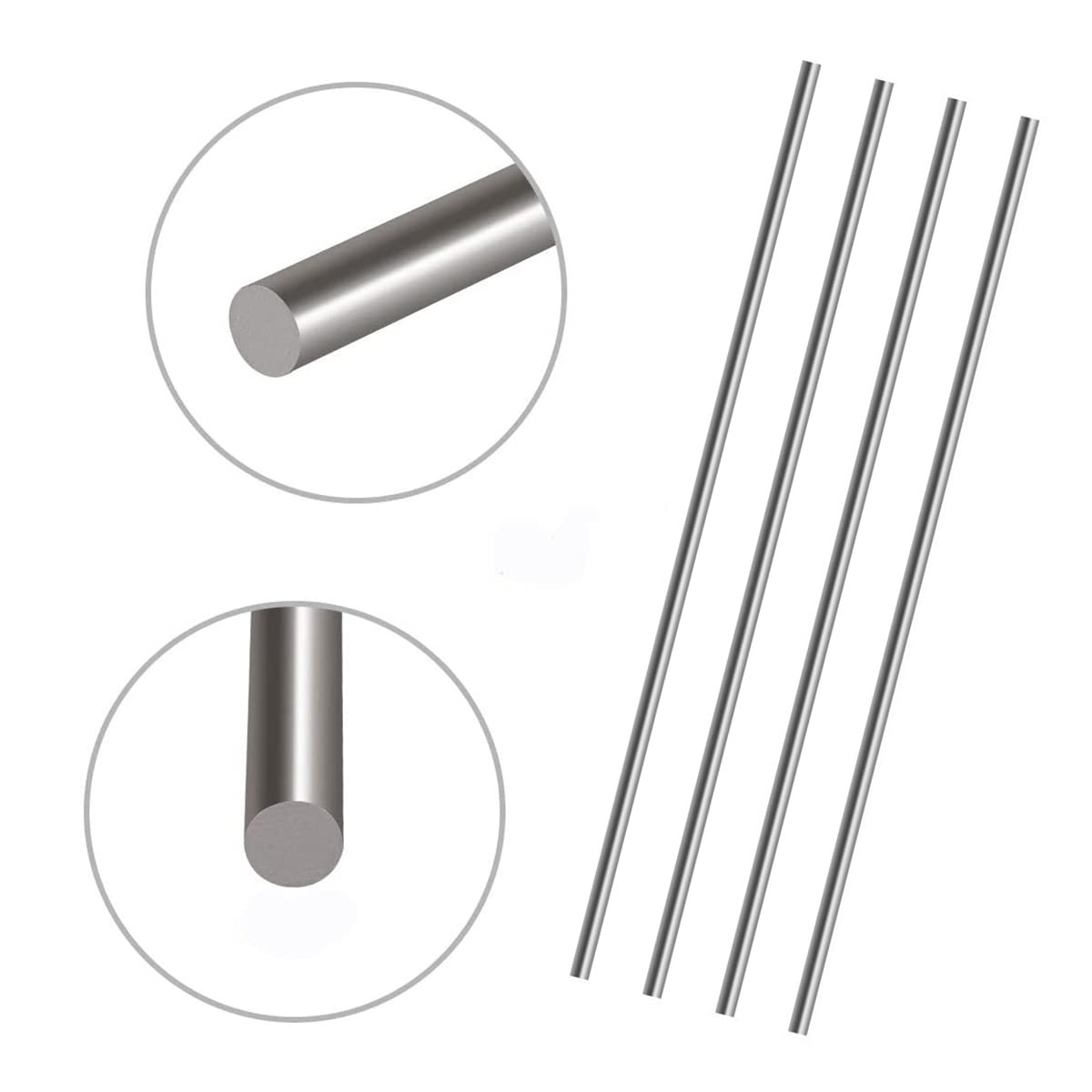 Unifizz Varilla redonda de acero inoxidable 304, varillas de eje sólido de 0.315 in x 3.150 in, barra de torno de barra redonda sólida, plata, 10