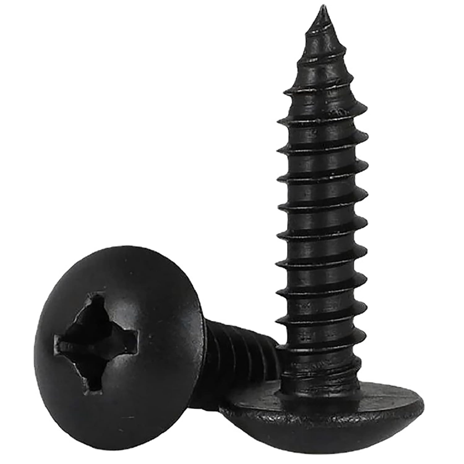 70 tornillos de madera M5 x 1.575 in con cabeza de truss Phillips negros, tornillos de cabeza de hongo cruzados autorroscantes para muebles,