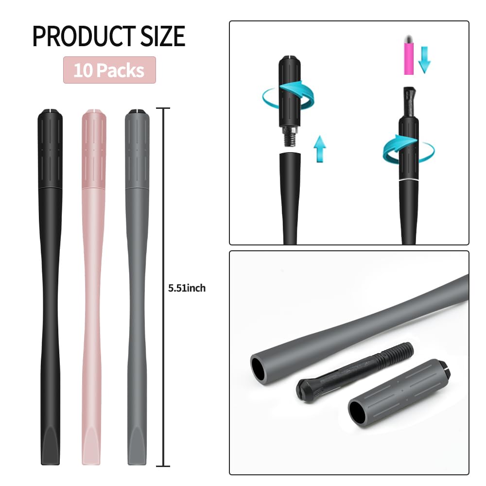 10 Uds Microblading Manijas Desechables Manual Microblading Pen Holder Rosa Nano 18 U .0.709 in Hoja Pigmento Esponja Esterilizado Microblade