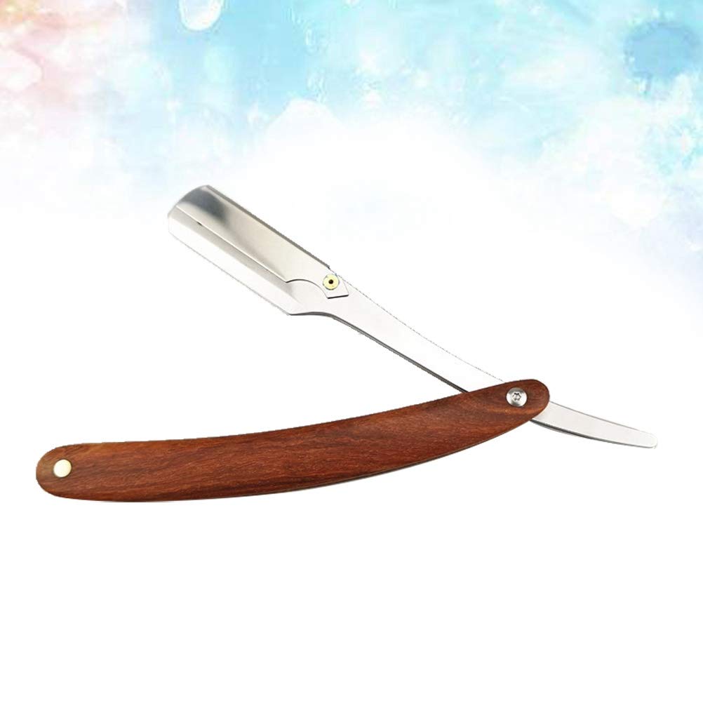 Beaupretty Maquinillas de afeitar de acero rectas elegantes para hombre, estilo vintage, lacio, de metal, maquinilla de afeitar de peluquero sin