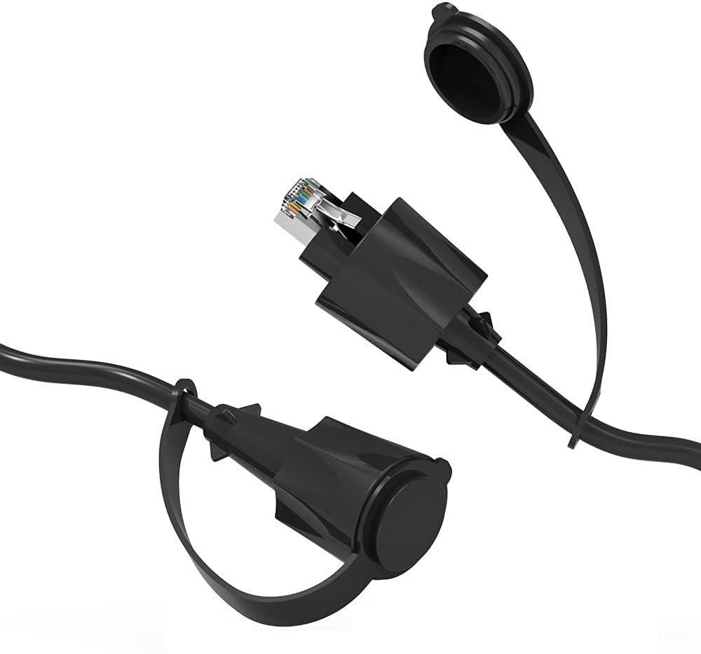 Cable de conexión industrial para exteriores de 3 pies Cat.6 SFTP CMX, relleno de gel, 26 AWG, con tapa antipolvo de 3.0 ft, cable de red Gigabit