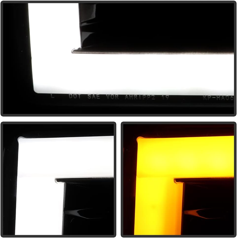ACANII – Para halógeno sin LED 2019-2021 Chevy Silverado 1500 negro LED SwitchBack Tube Faros delanteros izquierdo y derecho