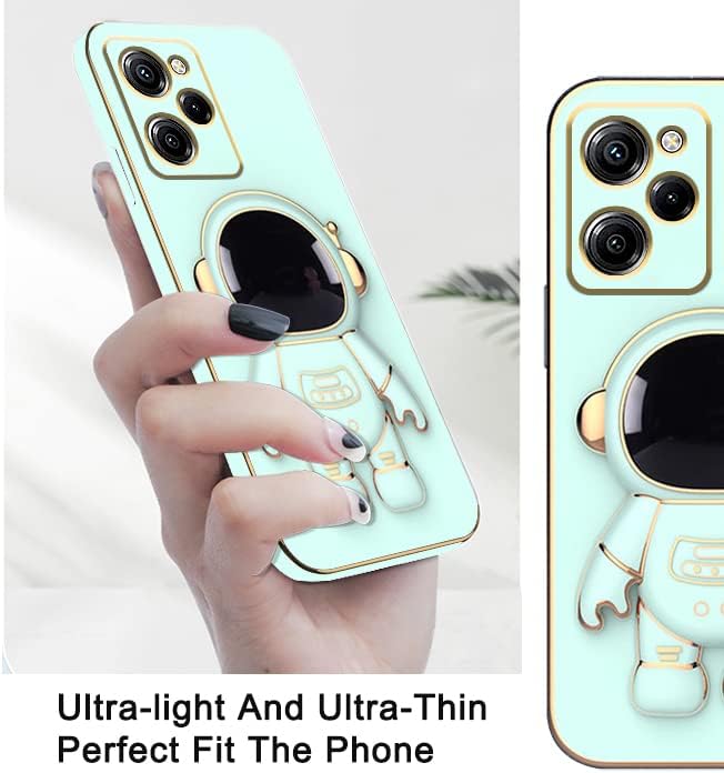 Compatible con Poco X5 Pro Funda con chapado creativo de astronauta de dibujos animados rosa, Xiaomi Poco X5 Pro Funda de teléfono de silicona a