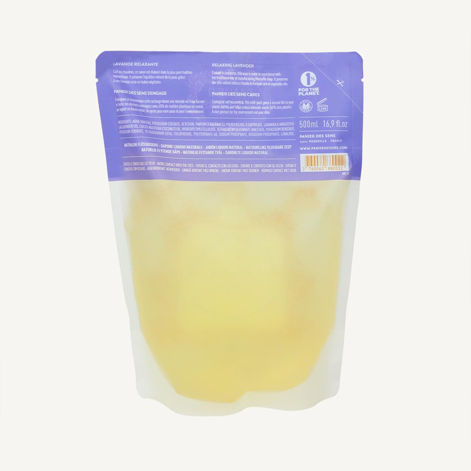 Panier des Sens Repuesto de jabón líquido de manos de lavanda, jabón líquido de Marsella – Hecho en Francia 97% natural – 2 x 16.9 Floz16.9 fl oz