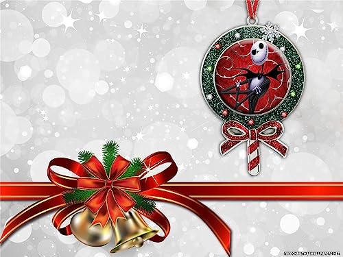 Adornos de piruleta de pesadilla, adorno de Navidad de calavera de amor antes de Navidad, adorno colgante de árbol de Navidad, adorno colgante de