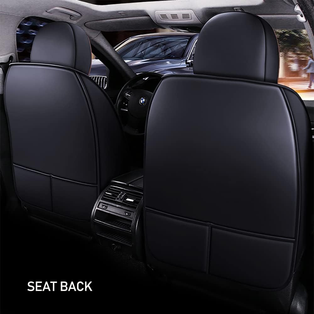 Fundas de asiento delantero para Chevy Aveo 2004-2011, protección de banco frontal 3D compatible con bolsa de aire lateral, línea negra y negra