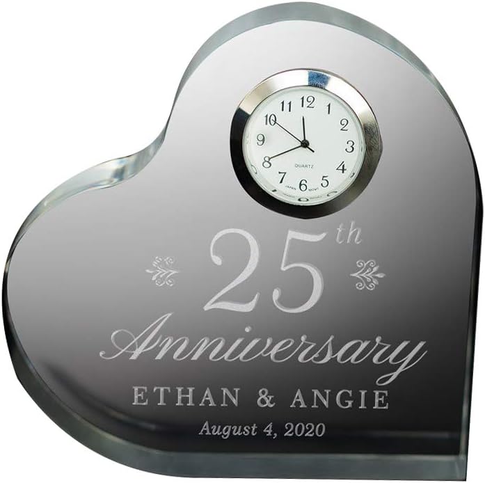 GiftsForYouNow Recuerdo de reloj de corazón de aniversario grabado