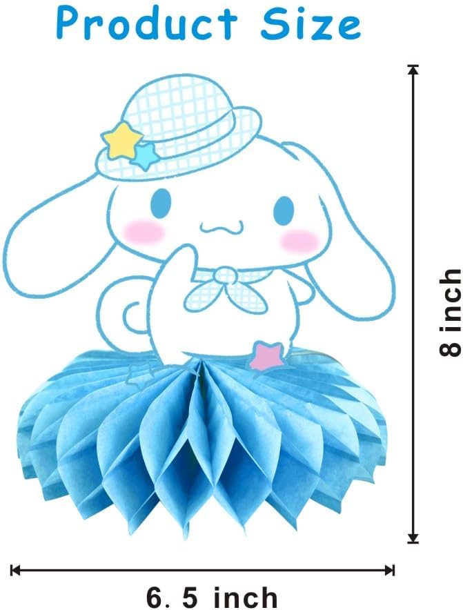 6 piezas de centro de mesa de panal de abeja Cinnamoroll, suministros de fiesta temática de Cinnamoroll, decoraciones de escritorio para fiesta de