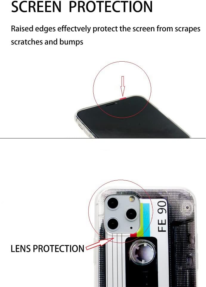 fateam Funda para iPhone 11 Pro, acabado mate, carcasa trasera suave resistente con TPU suave parachoques retro cassette funda compatible con iPhone