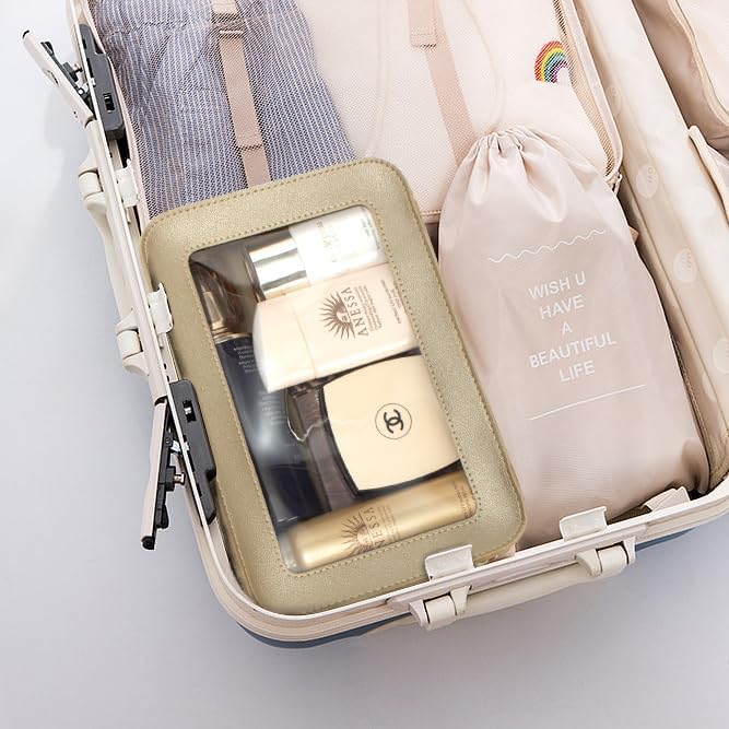 Bolsas de maquillaje transparentes, bolsa de aseo aprobada por la TSA con cremallera, organizador de maquillaje transparente para artículos