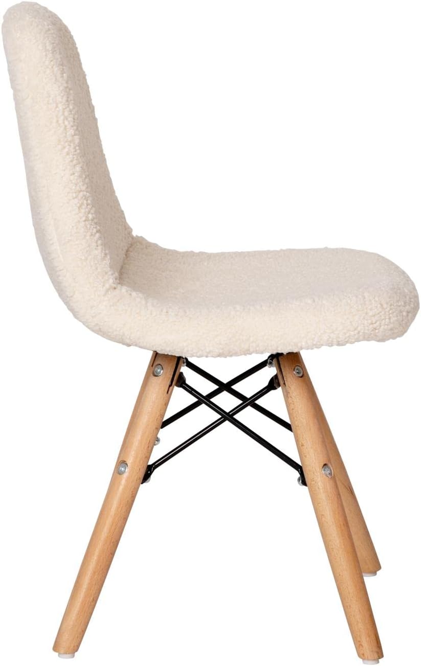 Flash Furniture Zula – Silla moderna acolchada de piel de oveja sintética para niños, tapizado acolchado de piel de oveja sintética color blanco